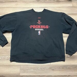 VINTAGE REEBOK HOUSTON ROCKETS BASKETBALL MEN'S BLACK SWEATSHIRT SIZE 3XL TALL‎